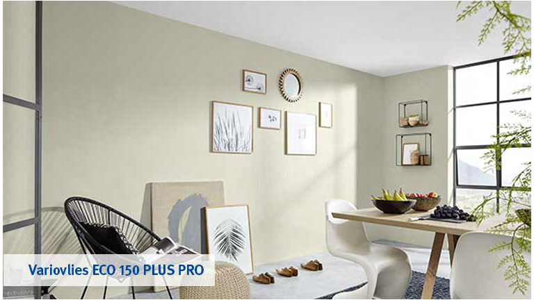 Erfurt Variovlies ECO, Esszimmer vor beiger Wand